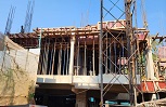 Wooden structure is used to hold the first floor.