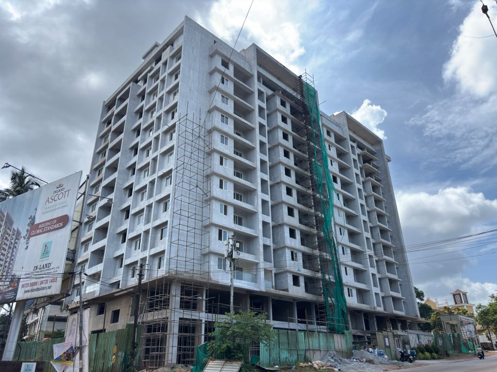Inland Ascott building elevation view from Airport Road, Mangaluru, September 2026.