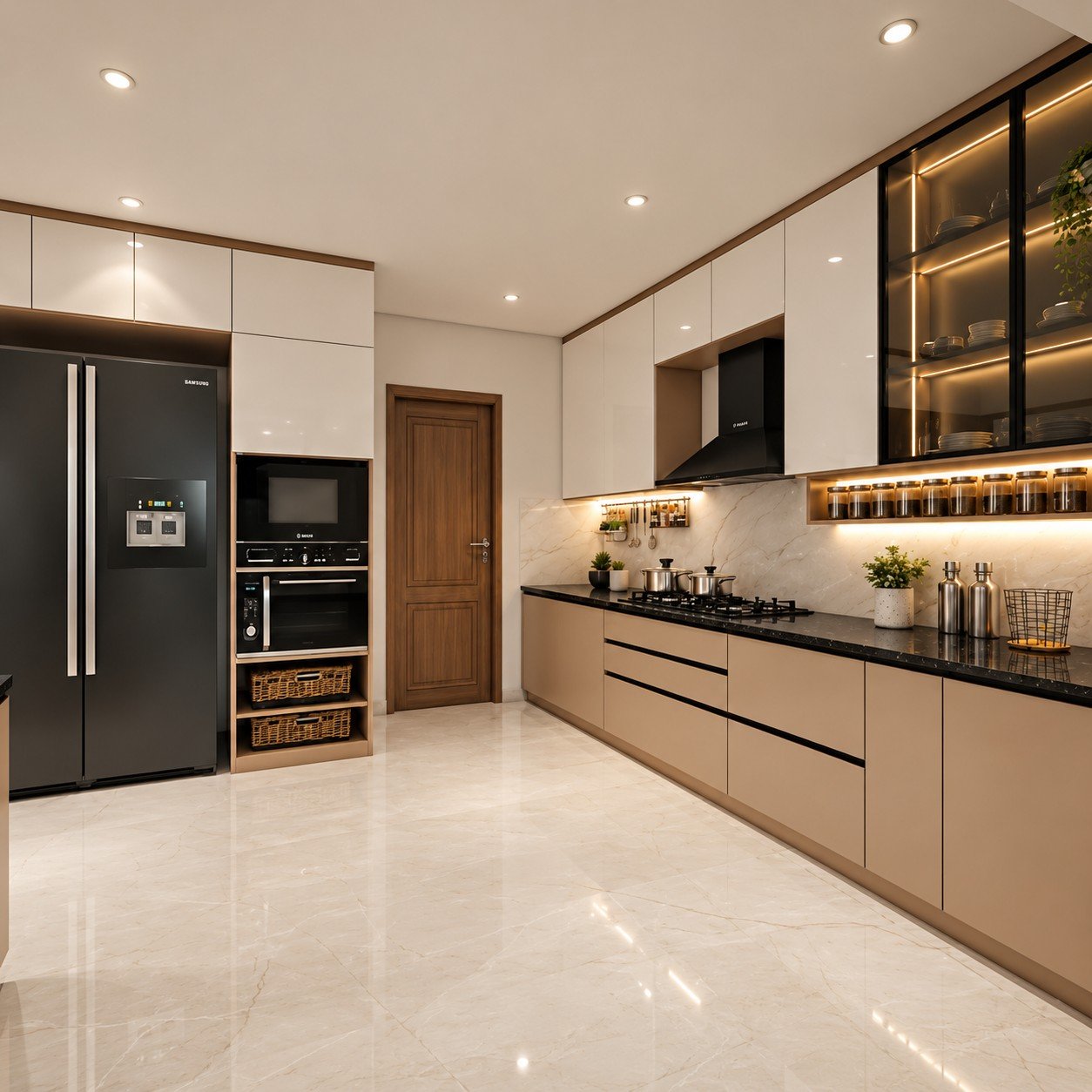 Functional kitchen space featuring practical storage solutions.