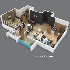 Inland Mayura 2bhk isometric plan of another flat.