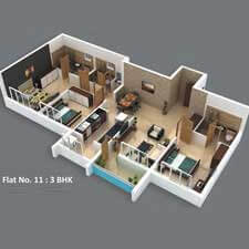 Inland Mayura with its 3bhk isometric plan.